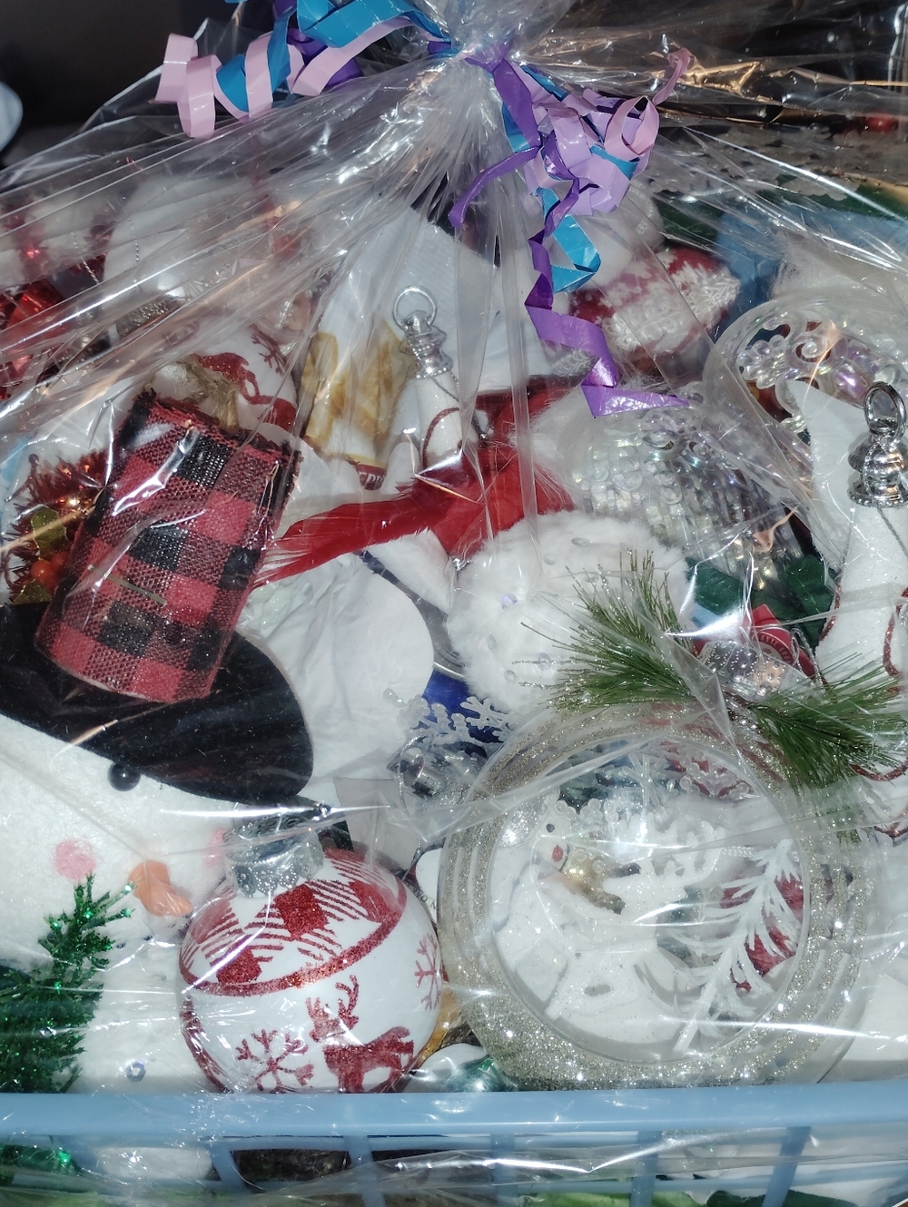 Holiday Gift Basket with Snowman and Ornaments -Christmas Gift Basket - Picture 2 of 7
